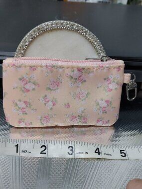 Mini Clip On Coin Purse Mini Wallet Floral Design Beautiful Waterproof Practical